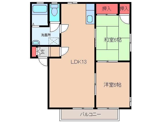 ナチューレ牛久A棟の物件間取画像