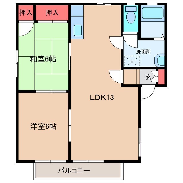 ナチューレ牛久B棟の物件間取画像