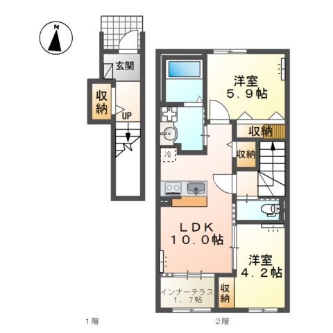 仮）龍ケ崎六斗蒔新築アパートの物件間取画像