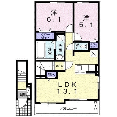 フェリチータ坂東　Ｂの物件間取画像