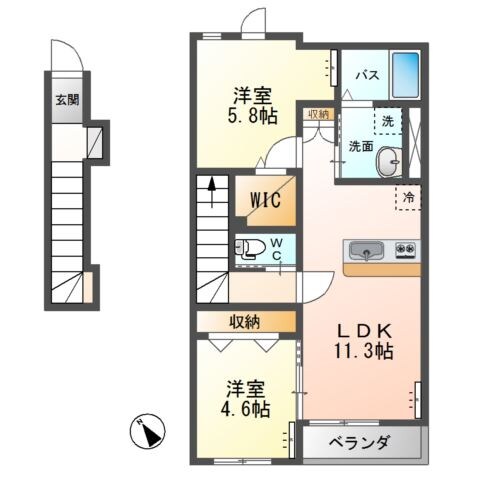 hermana（エルマーナ）VIの物件間取画像