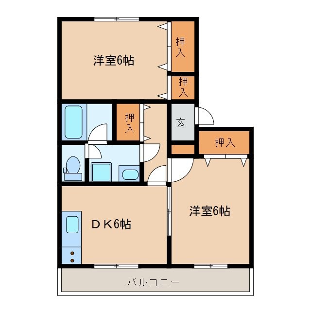 初期費用10万円　カトレアハイムBの物件間取画像