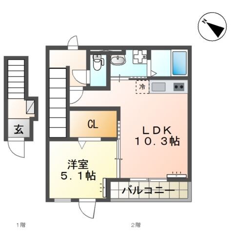 仮）つくば市高見原新築アパートＢの物件間取画像