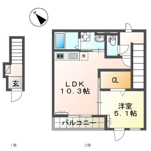 仮）つくば市高見原新築アパートＢの物件間取画像