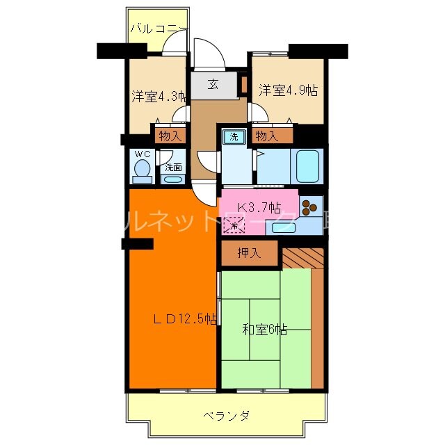 取手中央タウンG棟の物件間取画像