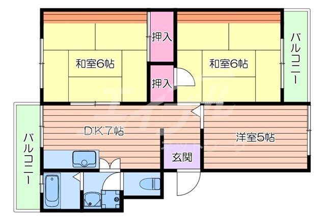 大建コーポ千里丘B棟の物件間取画像