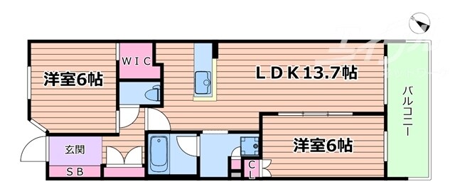 岸辺駅 徒歩11分 1階の物件間取画像