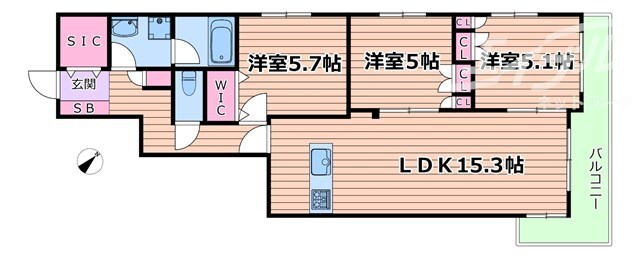 Solail Flora 千里丘の物件間取画像