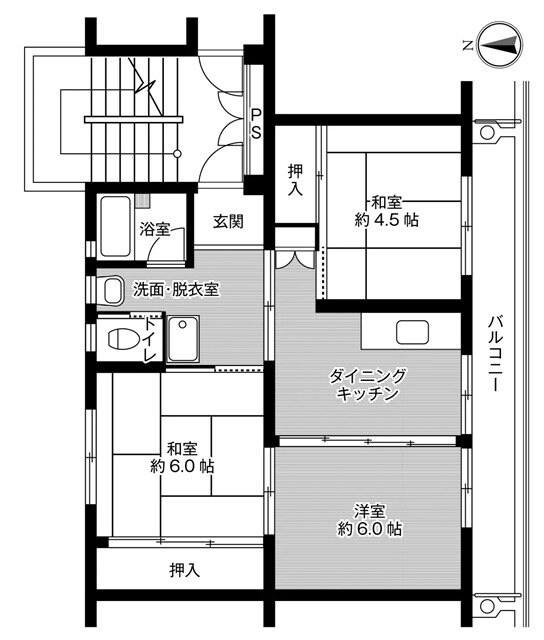 ビレッジハウス玉穂　1号棟の物件間取画像