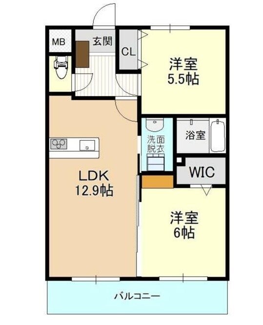 カーサ下小河原の物件間取画像