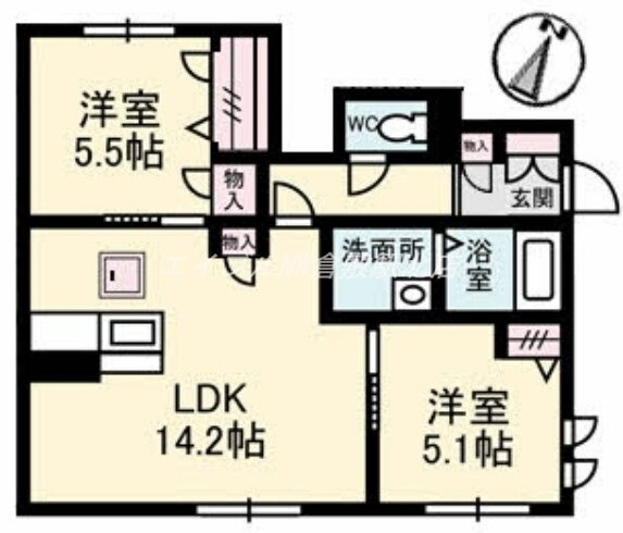 スプリングウインド若宮　B棟の物件間取画像