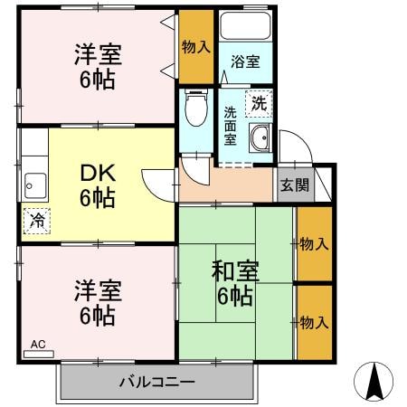 ハイカムール土居田の物件間取画像