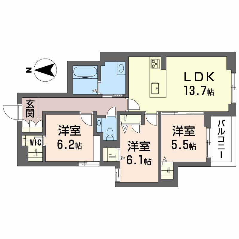 シャーメゾンステージ古川西　Bの物件間取画像