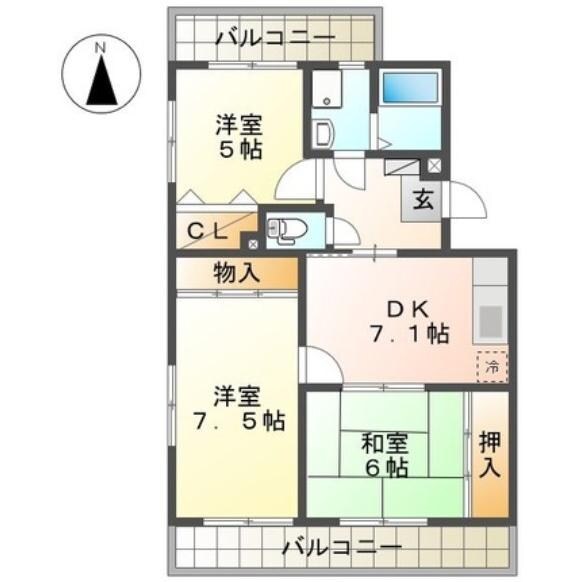 カルディア弐番館の物件間取画像