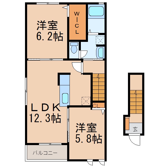 高野口駅 徒歩14分 2階の物件間取画像