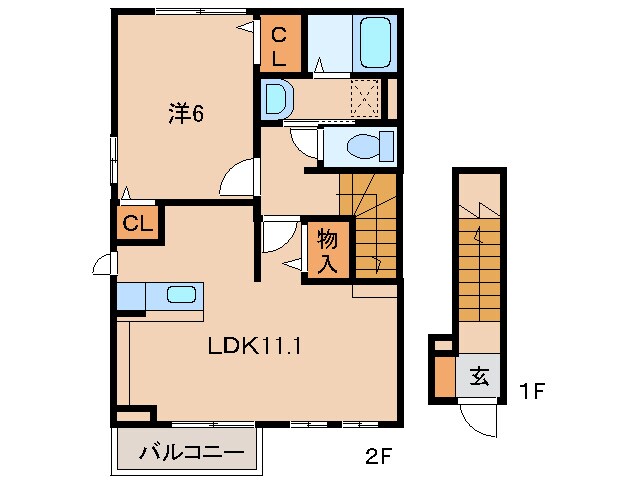 アヴェニール岩出Ⅱの物件間取画像