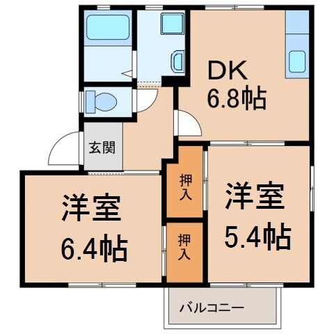 紀伊駅 バス12分  西安上下車：停歩15分 2階の物件間取画像