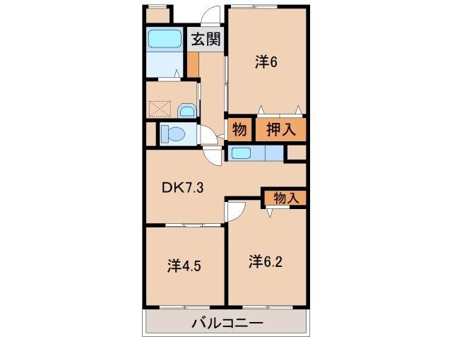 日前宮駅 徒歩21分 3階の物件間取画像