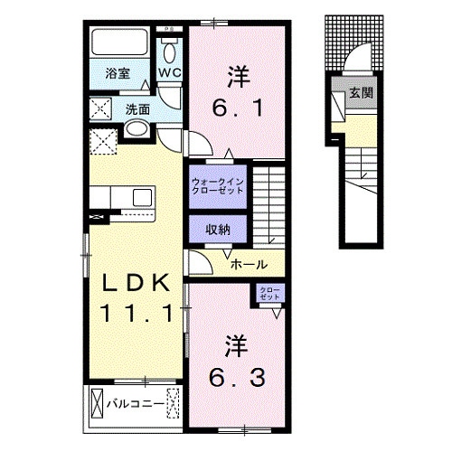 打田駅 徒歩21分 2階の物件間取画像