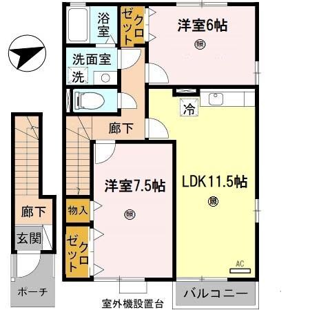 田井ノ瀬駅 徒歩18分 2階の物件間取画像