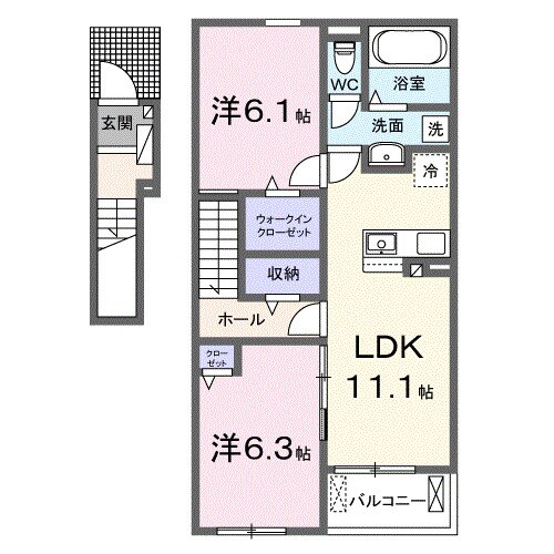 岩出駅 徒歩21分 2階の物件間取画像