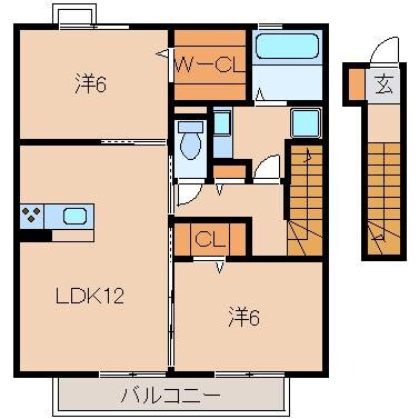 中松江駅 徒歩11分 2階の物件間取画像