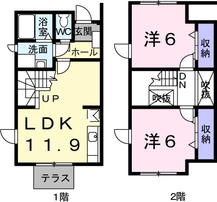 御幸辻駅 徒歩7分 1-2階の物件間取画像