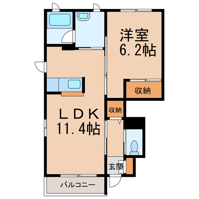 神前駅 徒歩4分 1階の物件間取画像