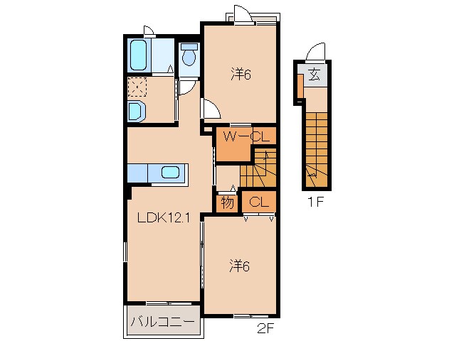 六十谷駅 徒歩12分 2階の物件間取画像