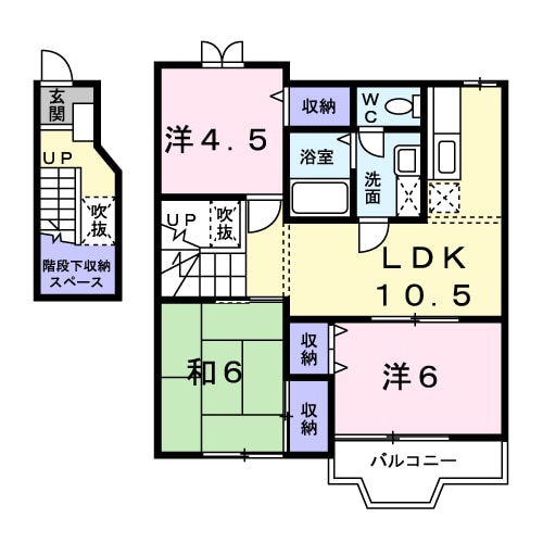 西ノ庄駅 徒歩6分 2階の物件間取画像