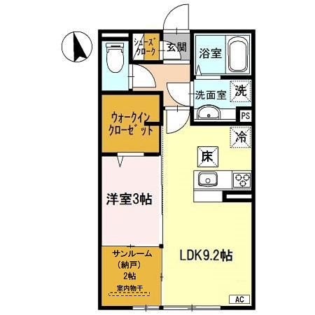 六十谷駅 徒歩8分 1階の物件間取画像