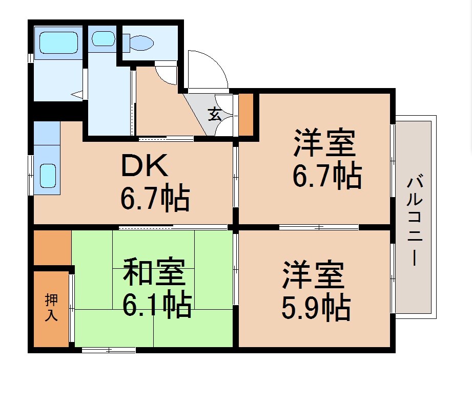 田中口駅 徒歩13分 2階の物件間取画像