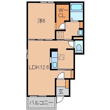 学文路駅 徒歩16分 1階の物件間取画像