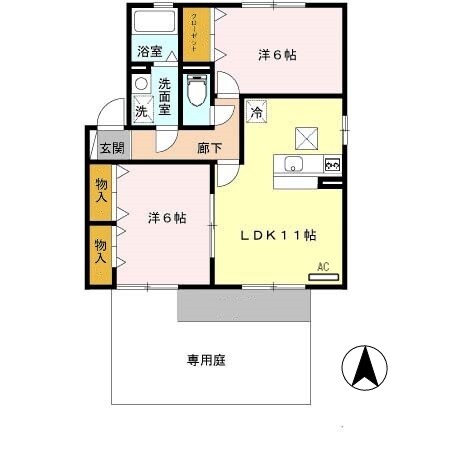 八幡前駅 徒歩18分 1階の物件間取画像