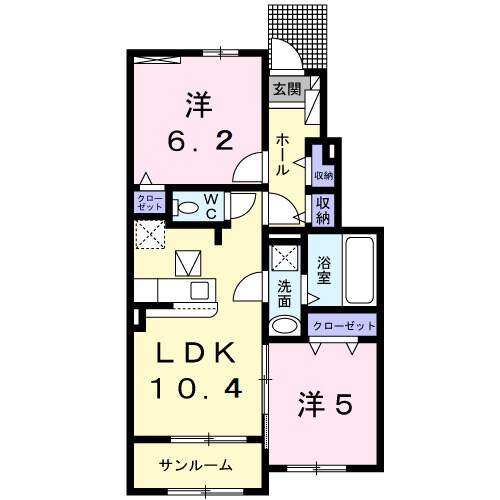 中松江駅 徒歩24分 1階の物件間取画像