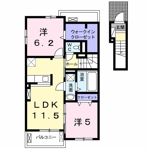 中松江駅 徒歩24分 2階の物件間取画像