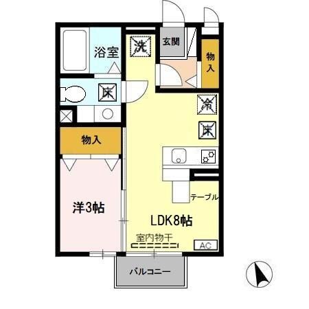 六十谷駅 徒歩4分 1階の物件間取画像