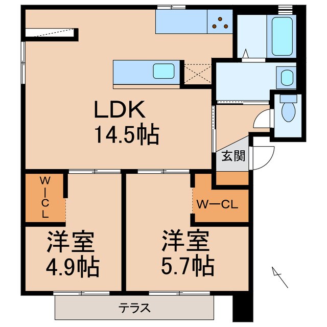 千旦駅 徒歩10分 1階の物件間取画像