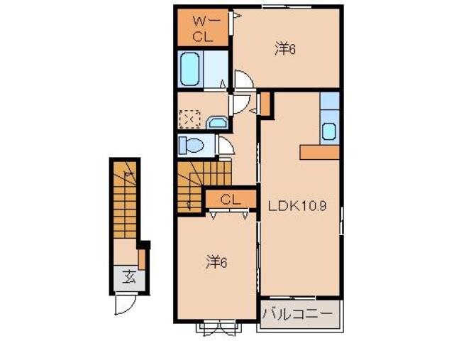 海南駅 バス4分  エバグリーン前下車：停歩8分 2階の物件間取画像