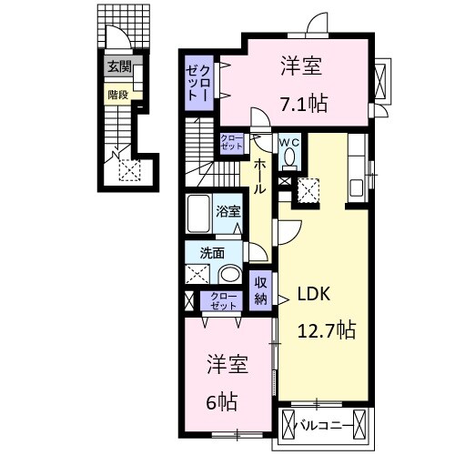 道成寺駅 徒歩12分 2階の物件間取画像