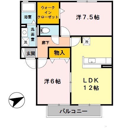 六十谷駅 徒歩2分 2階の物件間取画像