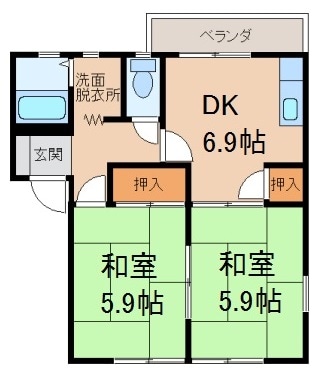 二里ケ浜駅 徒歩4分 2階の物件間取画像