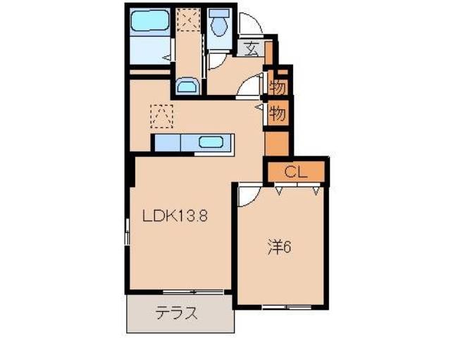 六十谷駅 徒歩8分 1階の物件間取画像