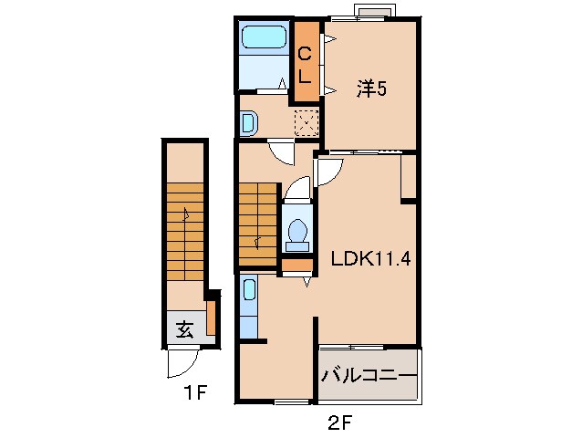 六十谷駅 徒歩12分 2階の物件間取画像