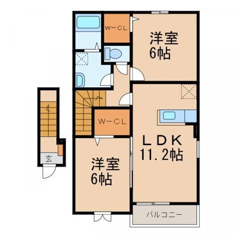 中松江駅 徒歩12分 2階の物件間取画像