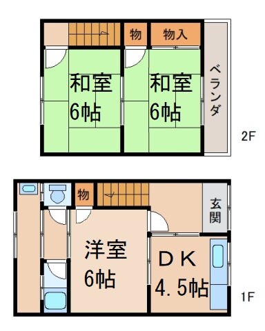 尾﨑住宅B北棟（２戸１）の物件間取画像