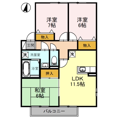 シンフォニータウンⅠ B棟の物件間取画像