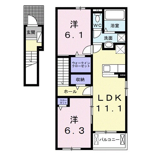 紀伊小倉駅 徒歩7分 2階の物件間取画像