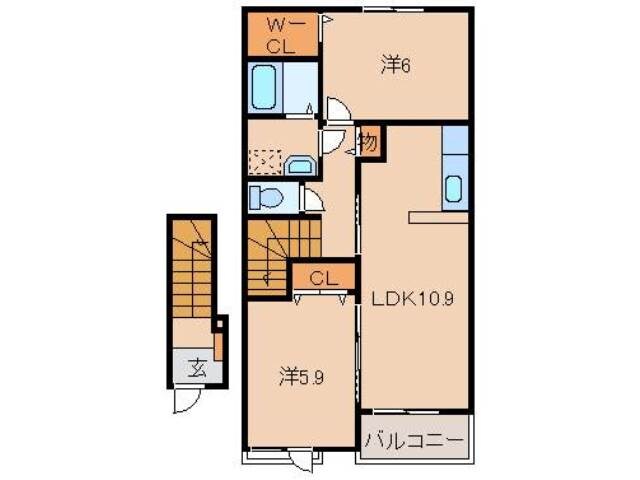 神前駅 徒歩11分 2階の物件間取画像