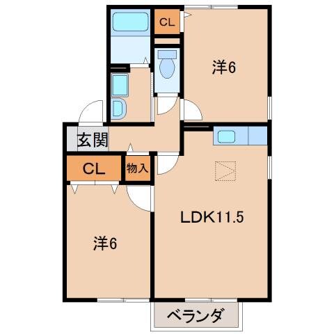 神前駅 徒歩10分 2階の物件間取画像